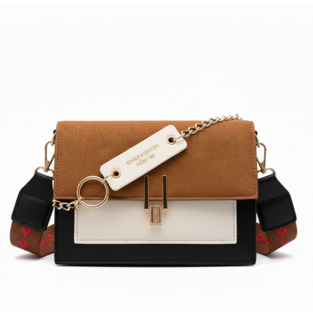 Color-block bag without dimension arrows